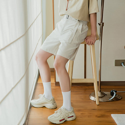 Sicilian men's thin casual five-point pants men's Korean version of the trend loose straight men's cotton and linen shorts
