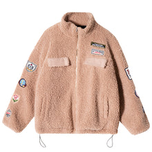 Load image into Gallery viewer, 【Spot quick delivery】Fast delivery ~ lamb hair badge embroidered cotton jacket men&#39;s winter Korean version
