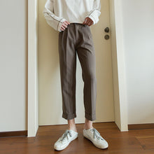 Load image into Gallery viewer, Sicilian men&#39;s black casual pants male Korean version of the trend loose straight trousers all-match nine-point suit pants
