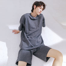 Load image into Gallery viewer, Sicilian men&#39;s summer loose short-sleeved t-shirt men&#39;s pleated trend handsome sports shorts men&#39;s casual suit
