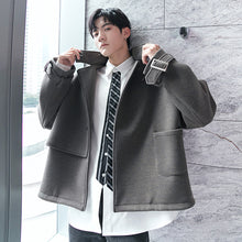 Load image into Gallery viewer, Sicilian Men&#39;s Youth Pure Color Short Woolen Back Bear Loose Casual Men&#39;s Jacket
