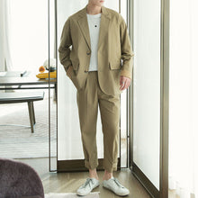 Load image into Gallery viewer, Sicilian men&#39;s autumn cotton and linen suit jacket men&#39;s Korean version of the trend of loose men&#39;s British style casual suits
