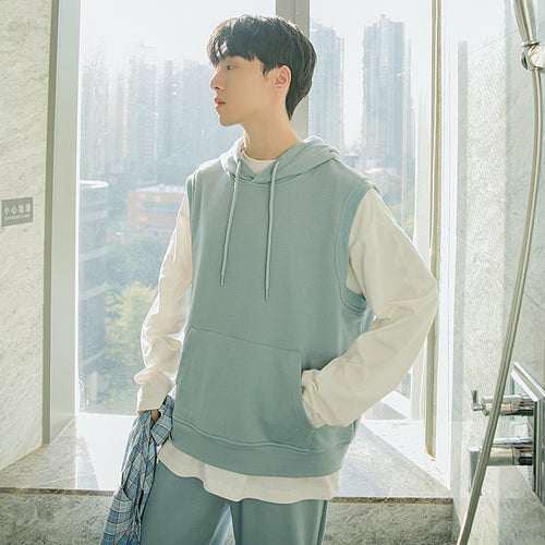 Sicilian Men's Spring New Loose Korean Trend Casual Pants Plaid Shirt Hooded Sweater Three-piece Set Men