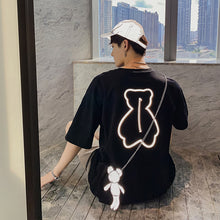 Load image into Gallery viewer, Sicilian men&#39;s assembly bag Hong Kong style half-sleeved men&#39;s trend loose five-point sleeve reflective printing white short-sleeved t-shirt
