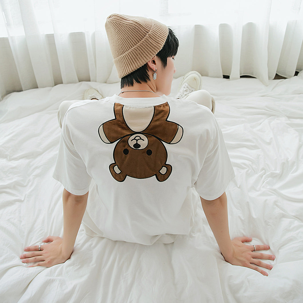 Sicilian men's new summer bear T-shirt male short-sleeved ins tide brand youth casual loose embroidered compassionate shirt 4753804134724 4753804134725 4753804134726 4753804134727