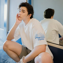Load image into Gallery viewer, Sicilian men&#39;s clothing Hong Kong style half-sleeved men&#39;s tide brand trend loose five-point sleeve men&#39;s printed white short-sleeved t-shirt
