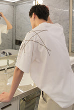 Load image into Gallery viewer, Sicilian men&#39;s summer Korean version of the trend of loose five-point sleeves men&#39;s tide brand embroidery white short-sleeved T-shirt men
