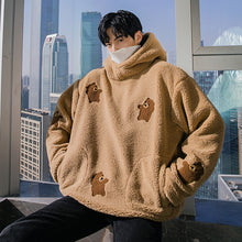Load image into Gallery viewer, Sicilian men&#39;s winter new thick lamb wool hooded sweater fun flocking bear loose warm top
