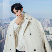 Load image into Gallery viewer, Sicilian men&#39;s winter Korean style trendy handsome jacket embroidery double-breasted long suit collar woolen coat
