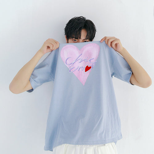 Sicilian men's summer love printed t-shirt men's short-sleeved 2021 new ins trend handsome loose t-shirt