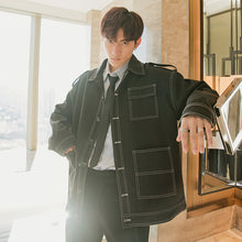Load image into Gallery viewer, Sicilian men&#39;s autumn design sense open line jacket male Korean version of the trend loose men&#39;s trendy brand black jacket
