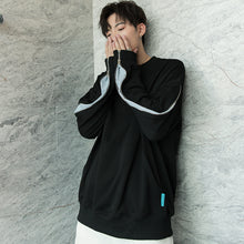 Load image into Gallery viewer, Sicilian men&#39;s spring Korean white men&#39;s shirt loose stitching fake two-piece round neck sweater men&#39;s trend
