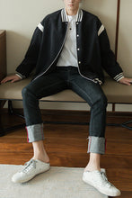 Load image into Gallery viewer, Sicilian men&#39;s autumn thin color matching jacket men&#39;s Korean version of the trend of baseball uniform men&#39;s loose black jacket

