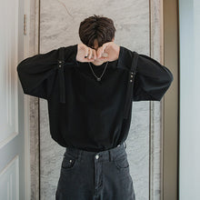 Load image into Gallery viewer, Sicilian men&#39;s men&#39;s youth niche tops loose black bottoming shirt Korean long-sleeved t-shirt men
