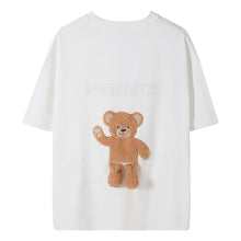 Load image into Gallery viewer, Sicilian men&#39;s summer flocking bear T-shirt men&#39;s short-sleeved trend letter embroidery loose casual t-shirt top
