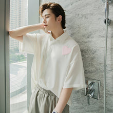 Load image into Gallery viewer, Sicilian men&#39;s white ice silk short-sleeved shirt men&#39;s Korean version of the trend loose color embroidery men&#39;s white shirt
