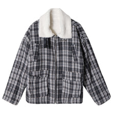Load image into Gallery viewer, 【Spot quick delivery】Lamb wool plaid thick cotton jacket Korean style trendy boys loose casual jacket

