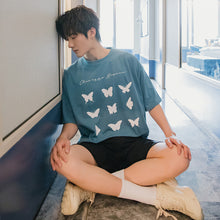 Load image into Gallery viewer, Sicilian men&#39;s summer short-sleeved men&#39;s tide brand trend men&#39;s five-point sleeve loose half-sleeved butterfly printed t-shirt
