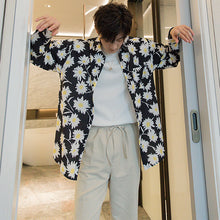 Load image into Gallery viewer, Sicilian men&#39;s spring and autumn holiday style chiffon flower shirt men&#39;s Korean version of the trend of loose men&#39;s long-sleeved shirt jacket
