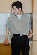 Load image into Gallery viewer, [西西里男装夏季薄款白色短袖衬衫男韩版潮流宽松五分袖男士衬衣]

