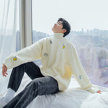 Load image into Gallery viewer, Sicilian Men&#39;s Men&#39;s New Turtleneck Sweater Twist Embroidery All-match Long Sleeve Top Loose Casual Knitwear
