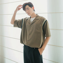 Load image into Gallery viewer, Sicilian men&#39;s ice silk short-sleeved white shirt male Korean version of the trend loose men&#39;s summer white design shirt
