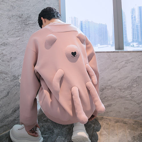 Sicilian men's long-sleeved three-dimensional personality bear round neck sweater men's autumn 2020 autumn design sense top
