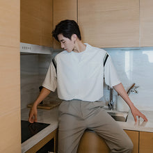 Load image into Gallery viewer, Sicilian men&#39;s ice silk short-sleeved white shirt male Korean version of the trend loose men&#39;s summer white design shirt
