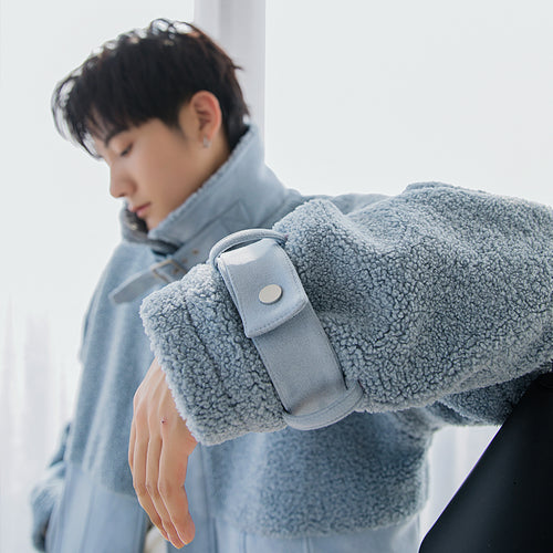Sicilian men's winter new men's deerskin velvet coat loose warmth contrast stitching Korean style stand-up collar cotton coat