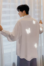 Load image into Gallery viewer, Sicilian Men&#39;s Reflective Printed White Shirt Men&#39;s Korean Trend Loose Men&#39;s Thin White Shirt Jacket
