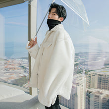 Load image into Gallery viewer, Sicilian men&#39;s winter new youth single-breasted jacket men&#39;s Korean version of the trend loose rabbit cashmere lapel coat
