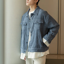 Load image into Gallery viewer, Sicilian men&#39;s stitching fake two-piece corduroy jacket male Korean version of the trend loose men&#39;s lapel spring and autumn jacket

