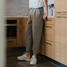 Load image into Gallery viewer, Sicilian men&#39;s summer solid color suit pants male Korean version of the trend loose straight men&#39;s nine-point casual trousers
