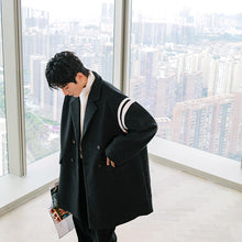 Load image into Gallery viewer, Sicilian men&#39;s handsome mid-length windbreaker stitching Korean loose autumn and winter woolen coat men
