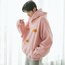Load image into Gallery viewer, Sicilian men&#39;s winter new lamb wool hooded sweater design sense cute bear trend loose long-sleeved men
