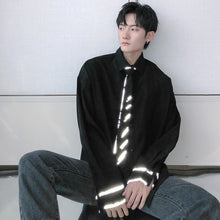 Load image into Gallery viewer, Sicilian men&#39;s shirt tie cuffs reflective handsome loose fashion shirt male Korean trend
