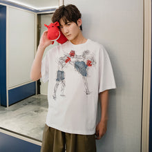Load image into Gallery viewer, Sicilian men&#39;s summer Korean men&#39;s short-sleeved men&#39;s tide brand trend half-sleeved loose white graffiti printed t-shirt
