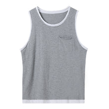 Load image into Gallery viewer, Sicilian men&#39;s slub cotton summer fake two-piece sleeveless t-shirt loose boys outer wear vest men&#39;s trend
