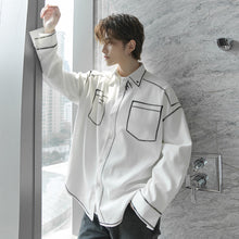 Load image into Gallery viewer, Sicilian men&#39;s autumn Korean trend handsome hand-painted graffiti line shirt men&#39;s long-sleeved design shirt
