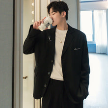 Load image into Gallery viewer, Sicilian men&#39;s spring black embroidery small suit jacket male Korean style trendy handsome loose casual suit
