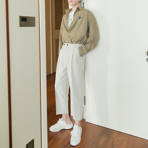 Sicilian men's casual spring pants men's Korean version of the trend of men's trousers nine points loose straight suit pants