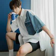 Load image into Gallery viewer, Sicilian men&#39;s summer white design short-sleeved shirt male Korean version of the trend of loose men&#39;s high-end shirt
