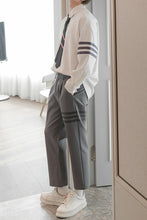 Load image into Gallery viewer, Sicilian Men&#39;s Trendy Autumn Stripes Contrast Color Stitching Nine-point Casual Pants Men&#39;s Straight Loose Pants
