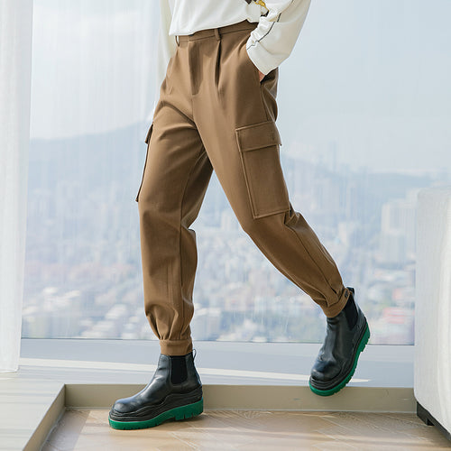 Sicilian men's winter new overalls trendy loose casual pants pure color Korean version of the wild tie trousers men 4691375422551 4691375422549 4691375422547 4691375422553