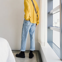 Load image into Gallery viewer, 【Take a 40% off straight down】Loose straight casual pants men&#39;s Korean style trendy men&#39;s nine-point light blue jeans
