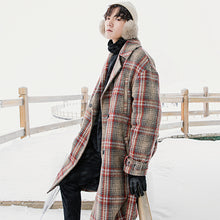 Load image into Gallery viewer, Sicilian men&#39;s plaid jacket men&#39;s autumn and winter Korean version of the trend in the long section of the knee thick woolen coat
