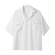 Load image into Gallery viewer, Sicilian men&#39;s summer Cuban collar short-sleeved white shirt male Korean version of the trend handsome loose men&#39;s white shirt
