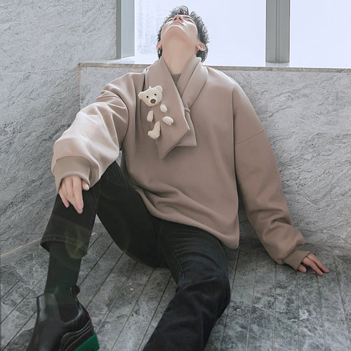Sicilian men's Korean style lazy bear sweater men's loose round neck trend wild 2020 autumn tops