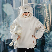 Load image into Gallery viewer, Sicilian men&#39;s winter new bear head hooded sweater trend wild loose casual lamb wool stitching top
