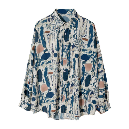 Sicilian men's spring tie-dye flower shirt male Korean version of the trend handsome loose men's long-sleeved shirt jacket
